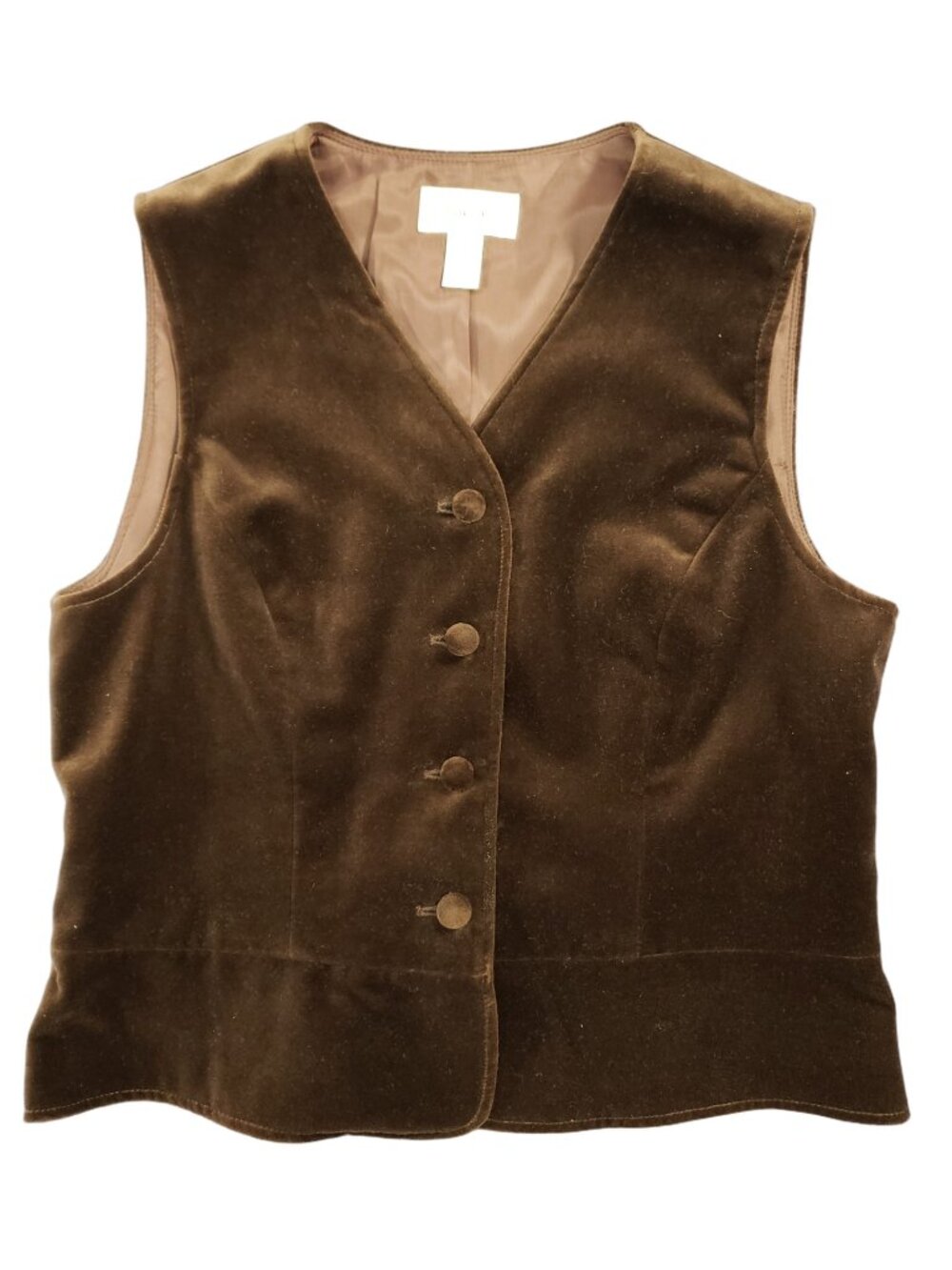 Talbots Womens Brown Velvet Vest Size 6 Classic Button Front
